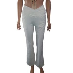 White Yoga Pants Crossover Waist Bootcut Flare Pockets S